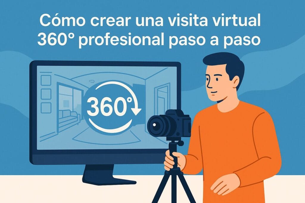 hombre tomando fotos de visitas virtuales profesionales