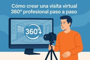 hombre tomando fotos de visitas virtuales profesionales